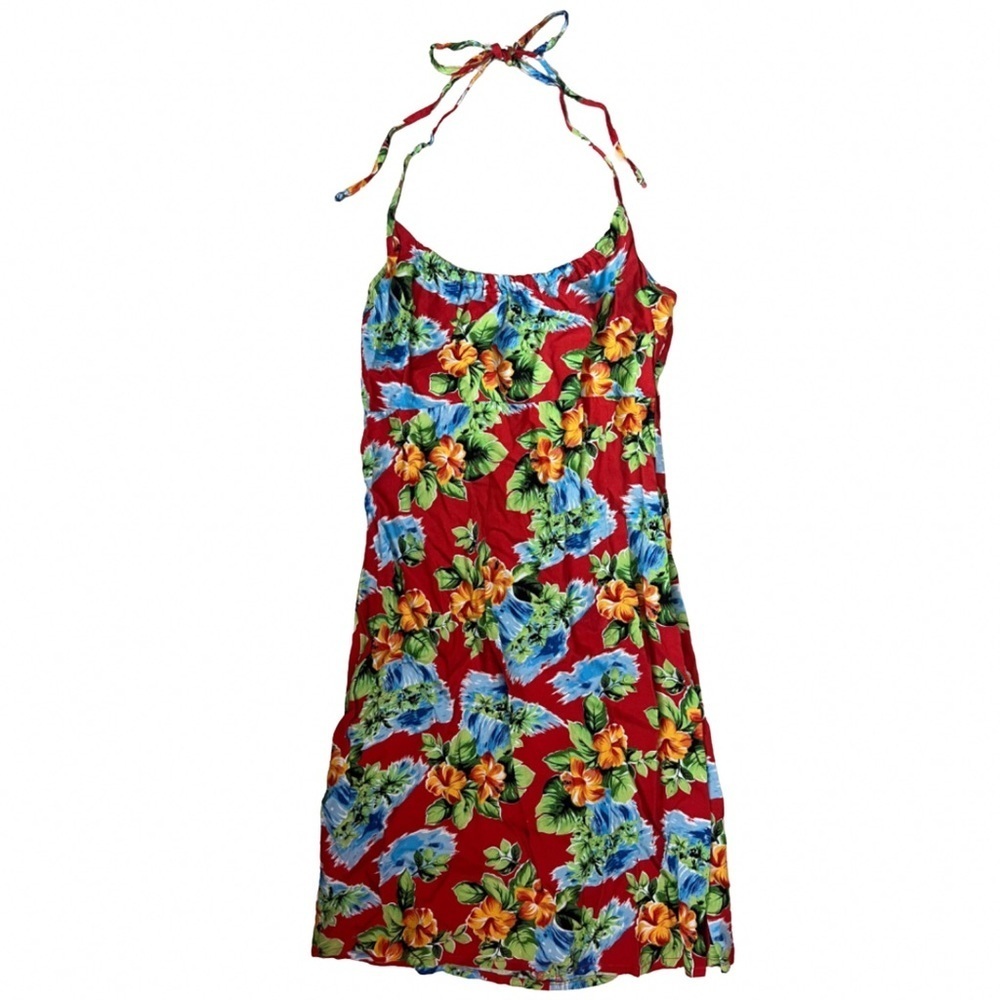 Aqua Blues Hawaiian Halter Mini Dress